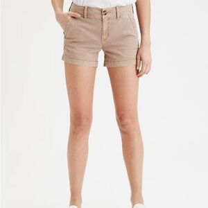 American Eagle Khaki Midi Shorts Low Rise Size 0 NWT